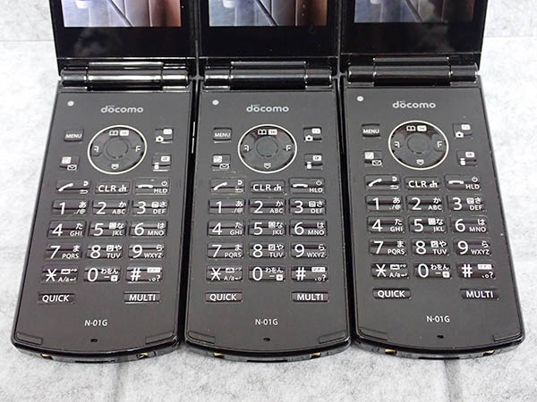 中古】3台セット docomo N-01G ブラック 黒 ガラケー 携帯電話 