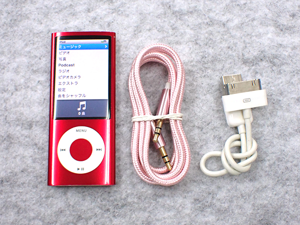 中古】Apple iPod nano 第5世代 16GB レッド MC074J/A A1320 本体 デジタルオーディオプレーヤー ケーブル付き /  iPhone・スマホの中古販売 大阪梅田・本町｜ウルモバイル